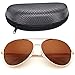 LotFancy Polarized Aviator Sunglasses for Women with Case, UV400 Protection, 61MM, Lightweight Eyewear for Driving Fishing Sports, Brown Lens, Gold Metal Frame