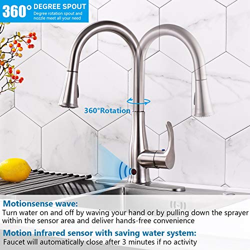Touchless Kitchen Faucet Automatic Motion Sensor Single Handle with 2