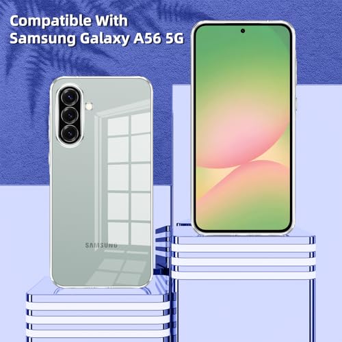 Viojrlra Case for Samsung Galaxy A56 5G with 2 Pieces Tempered Glass Screen Protector, Transparent Soft TPU Silicone Case, Anti-Shock, Anti-Scratch Case for Samsung A56