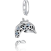 Doyafer Blue Dolphin 5A Zircon Pendant 925 Sterling Silver Charm Compatible with Women's Bracelet Necklace Pendant Birthday Gifts For Family Friends