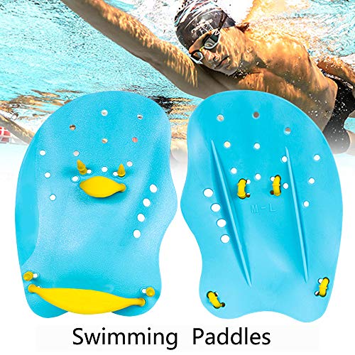 Joso Swim Paddles, Hand Fin with Adjustable Strap, Swimming Paddles Swimming Training Aid Improve Swimming Speed for Man & Women (Blue)