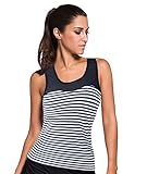 Aleumdr Women's Print Mesh Splice Tankini Top Swimwear (FBA)