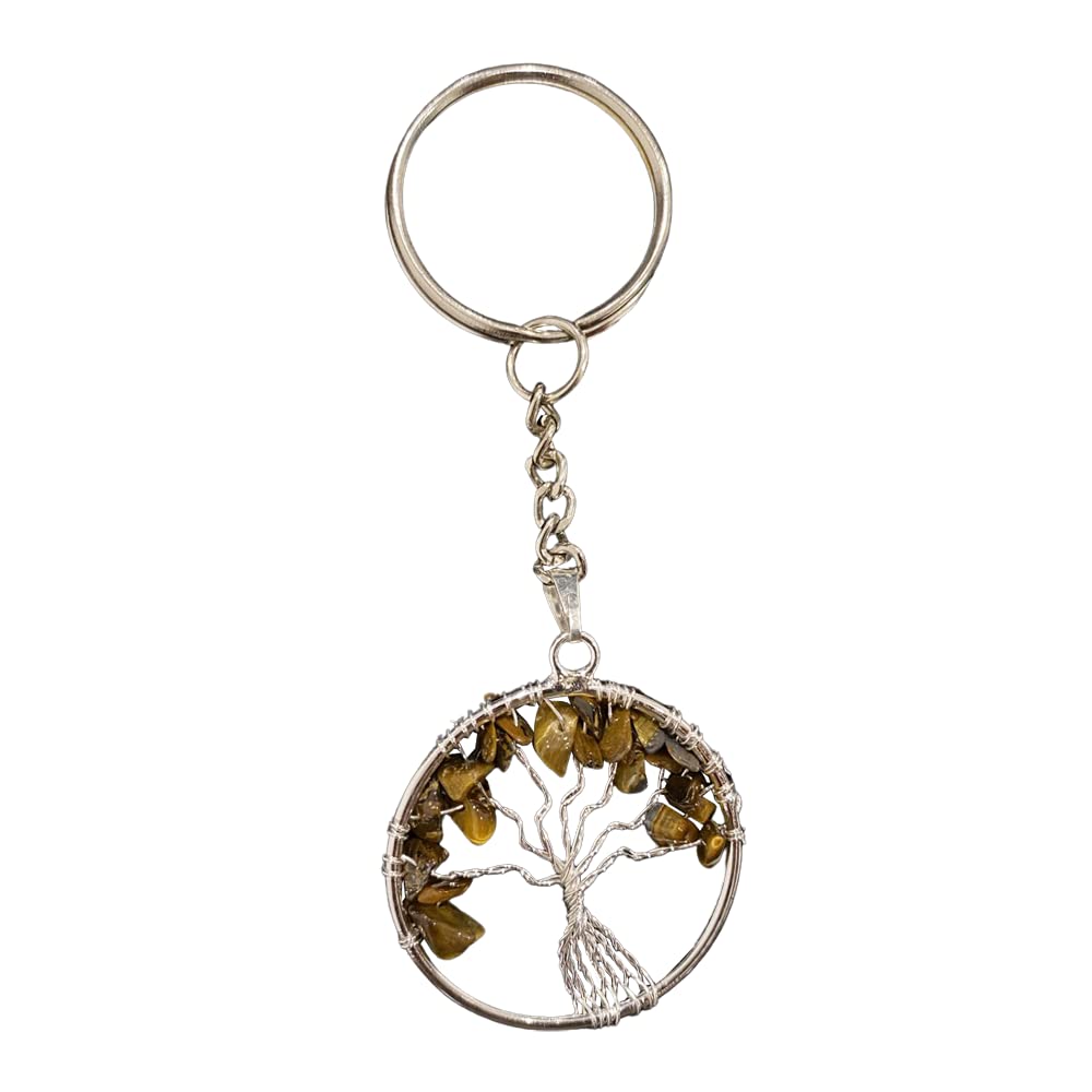 VIE Naturals Tiger Eye Tree of Life Keychain