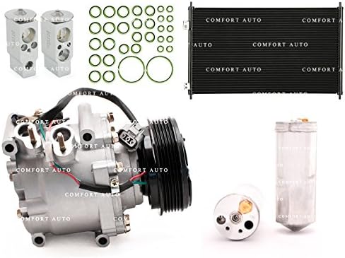 Comfort Auto New AC Compressor and Complete repair kit with condenser Fits: 2002 Honda Civic 4 dr sedan / 2003 2004 2005 Honda Civic 1.7L 1 Year Warranty