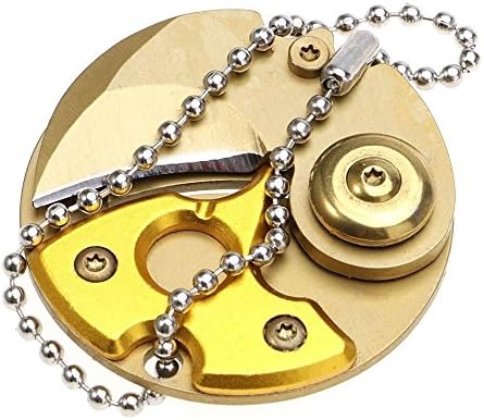 iRibbons The Smallest Knife in the World-Coin Shape Folding Pocket Keychain Mini Knife (Gold)