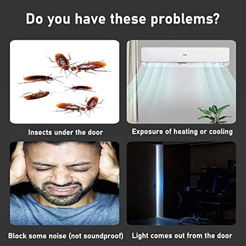 Door Draft Stopper Bottom One Sided Door Draft Blockers,Adjustable 37.8 Inches Cutable Soundproof Under Door Draft Blocker for Bottom of Doors,Suitable for Interior／Exterior Doors,1 Pack,White