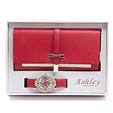 Women's Essentials - Matching Women's Watch & Colorful 2 Layer Design Wallet Gift Set - ST10234 Red