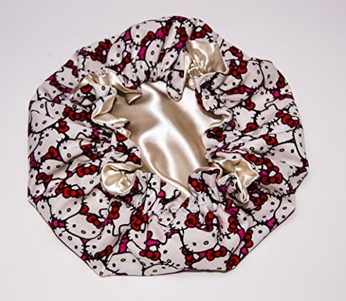 HANDCRAFTED IVORY Reversible Kids and toddlers SATIN BONNETs are lined with HELLO KITTY Fabic (MADE IN USA) (KIDS HELLO KITTY, IVORY)