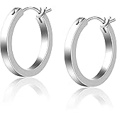 Gold Plated Hoop Earrings, Silver/Gold Lightweight Hypoallergenic Hoops Earrings for Women, Size: 32mm