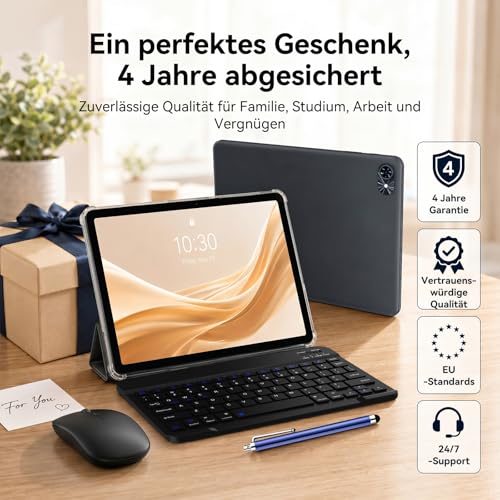 TABWEE Tablet with Keyboard and Stylus Pen - 18GB + 128GB (2TB TF) Android Tablet 10" 6000mAh 5MP + 2MP Gemini AI 5G WiFi GPS
