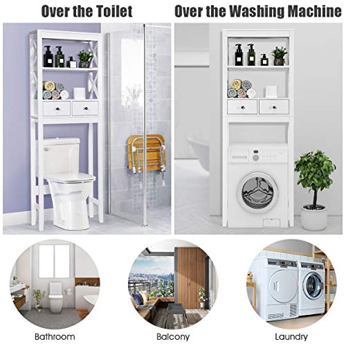 Tangkula Bathroom Space Saver, Over The Toilet Shelf, XFrame Bathroom Storage Shelf Organizer