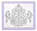 Sweet Jojo Designs Lavender, Gray and White Damask Print Elizabeth Girl Accent Floor Rug for Kids, Children and Teens