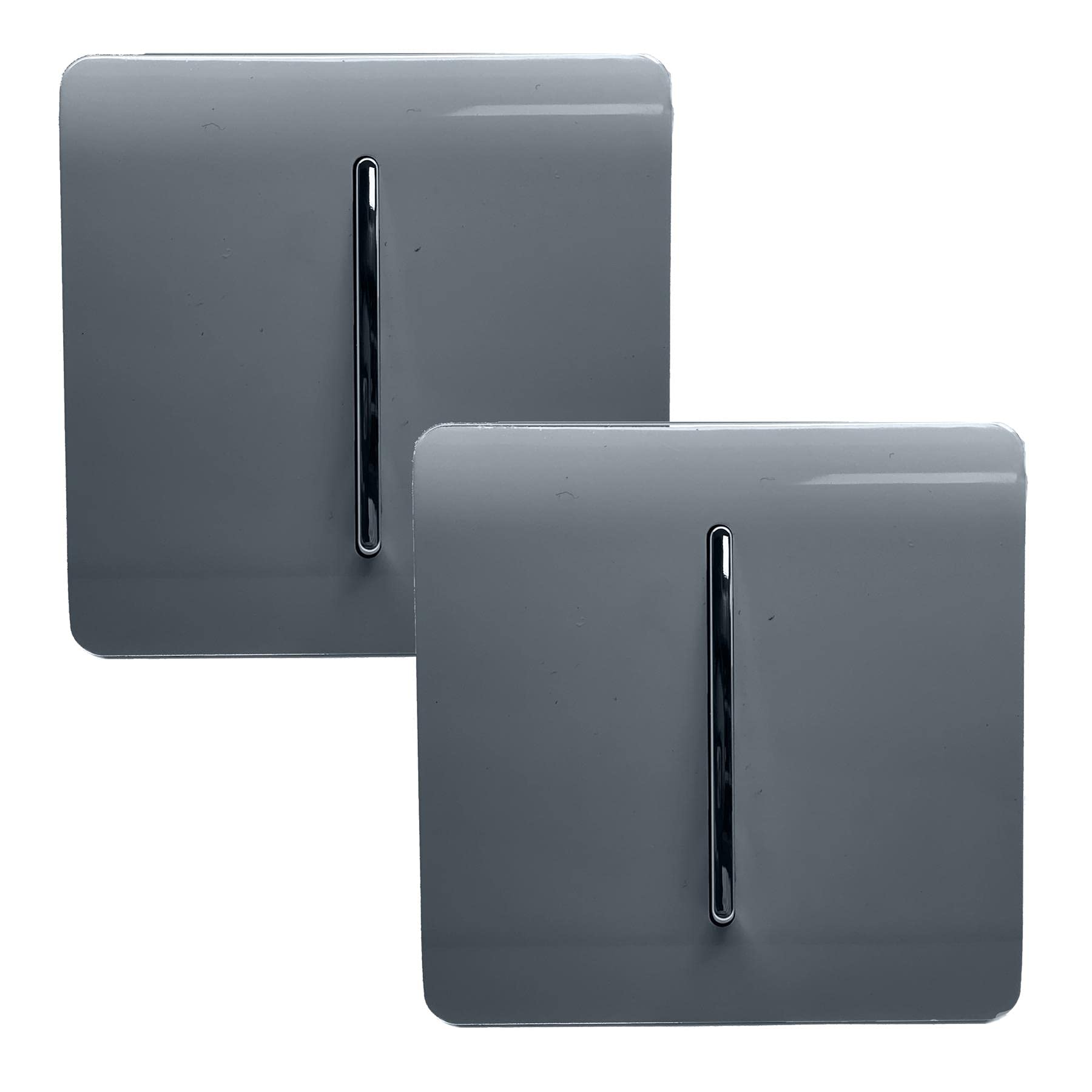 Trendi 1 Gang 2 Way Artistic Modern Glossy 10 Amp Rocker Tactile Light Switch Warm Grey (2 Pack)
