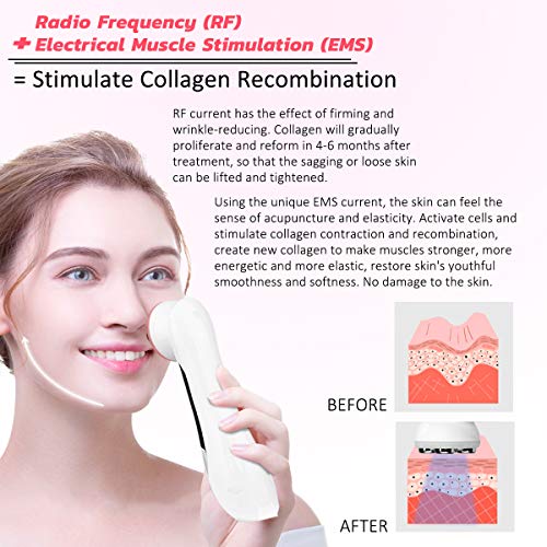 Skin Tightening Machine 5 in 1 Beauty Device EMS for Facial Lifting, Anti-Aging, Wrinkle Remover (white)