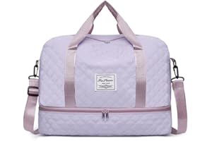 Nylon Travel Duffel Bag, Large Capacity, Zipper Closure, Handheld or Shoulder Carry,for Outing and Weekend Trip, Purple, Mult