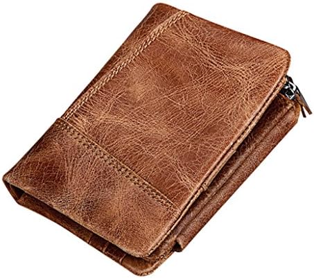 AlALEI Mens Leather Wallet, Double Zipper Bifold Wallet with Coin Pocket