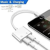 Lightning Jack Headphone Adapter Charger for 8/8 Plus iPhone 7/7 Plus/iPhone X 10/iPad/iPod Earphone Adapter Headphone Aux Audio & Charge Adapter Connector Lightning Cable (White)