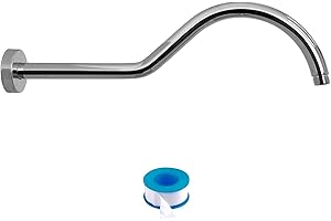Lordear Shower Arm 17 Inch Chrome Shower Head Arm Extender Shower Arm with Flange, Stainless Steel T304 Shower Head Pipe For Rain Shower Heads