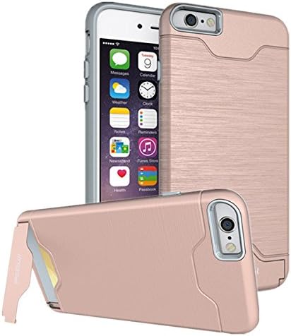 iPhone 6 6S Plus Case,HYYGEDeal Dual Layer Shock Absorption Protective with Credit Card Slot and Kickstand Wallet Case Heavy Duty Bumper for Apple iPhone 6 6S Plus 5.5" - Rose-Gold