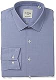 Ben Sherman Men's Skinny Fit Unsolid Texture Spread Collar Dress Shirt, Blue/Navy, 16.5