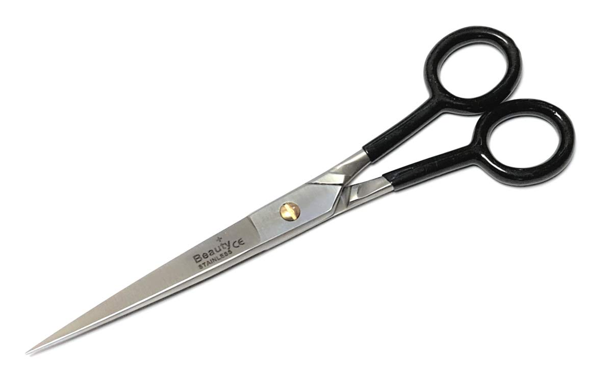 Hairdressing Scissors, 7” Barber Hair Sharp Scissor, Stainless Steel Hair Cutting Shears for Men and Women, Beard Grooming, Barber Shears, Pet Grooming (Black)