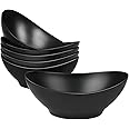 GEHE Salad Bowls 34oz, 8.8" Large Serving Bowls, Bamboo Fiber Salad Bowls Set of 6, Black Oval Bowls for Salad, Pasta, Soup, Snacks, Fruits,Prep,Lightweight and Stackable, Ideal for Home and Resturant