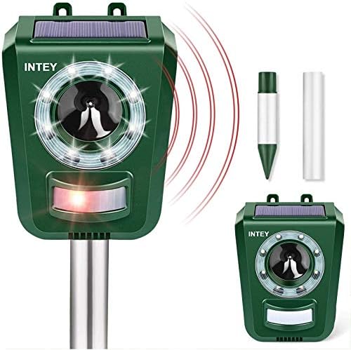 Intey 動物撃退器 害獣撃退 猫よけ Ip44防水性 超音波とled強力フラッシュライト ソーラー Usb充電式 含まれている電池 超音波周波数と感度を調整できます マウス 野良猫 野良犬などの動物を撃退 使いやすい 芝生 庭 果樹園 農地に適しています Sloth Gr Jp
