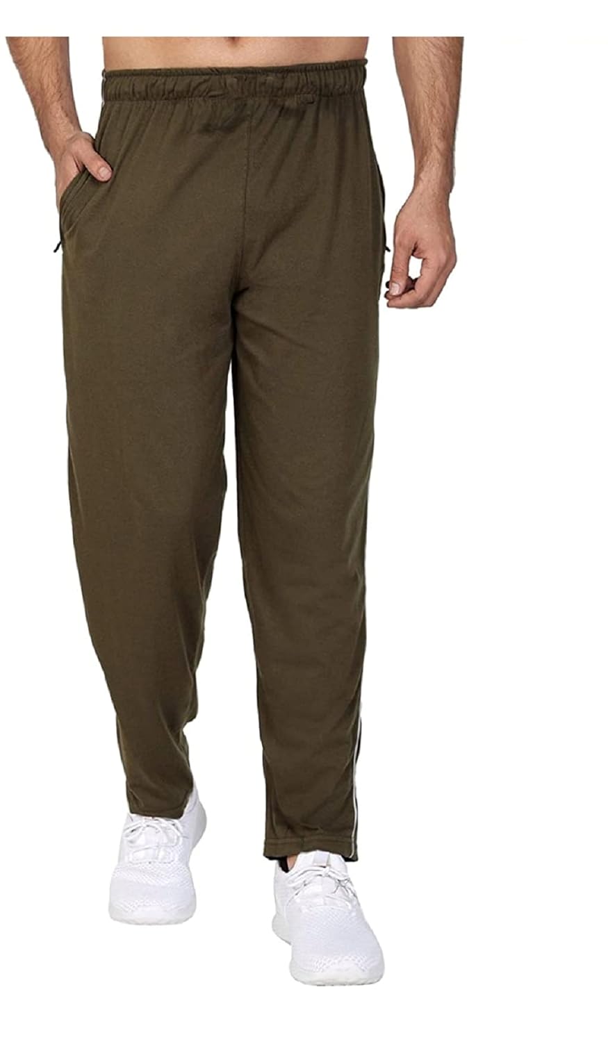 Go Fashion Men's Solid Cotton Joggers Track Pant Lower for Summer Olive