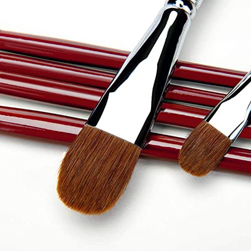 Red Pure Weasel Sable Hair Artist Brushes Filbert Brush Set for Acrylic