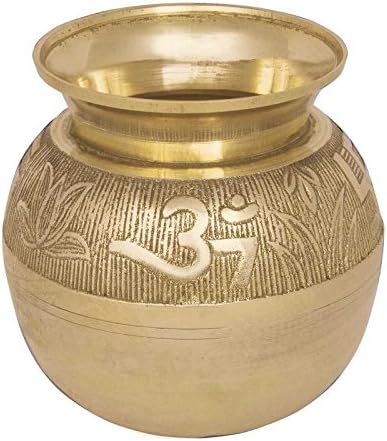 Craft Art India Indian Brass Lota Drink ware / Pooja Utensils/Kalash - CAI-HD-0077-A / Size(CM):7.62x9x9