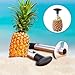 Pineapple Cutter Professional Pineapple Corer Slicer 3-In-1Pineapple Peeler Corer And Spiral Cutter Stainless Steel Frosted De-Corer Peeler ,Fast Peels And Slice Fresh Pineapple ,Easy & Fun,No Muss