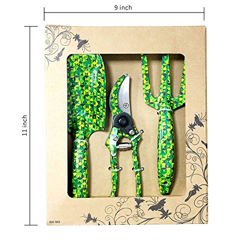 3 Piece Garden Tool Set - Aluminum Gardening Tools with Floral Print - Trowel, Cultivator, Pruning Shear, and Exquisite packaging, Gift Set for Gardening Needs