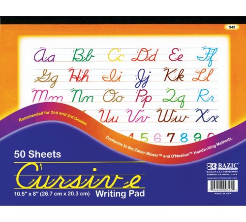 BAZIC 50 Ct. 10.5" X 8" Cursive Writing Pad (Case of 48)