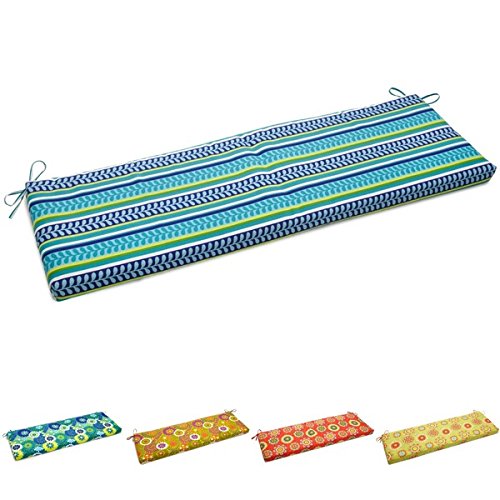 Blazing Needles Outdoor Spun Poly 19-Inch by 60-Inch by 3-1/2-Inch 3-Seater Bench Cushion, Luxury Azure