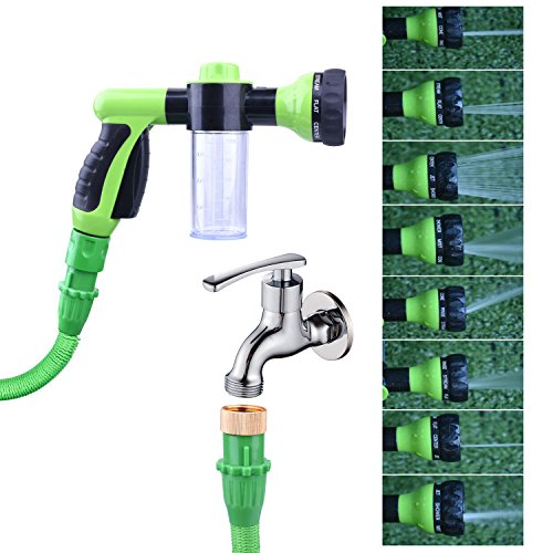 NOUVCOO Expandable Garden Hose, 50FT Anti-leakage Flexible Water Hose Pipe with 8 Function Spray Gun for garden watering car wash NC22