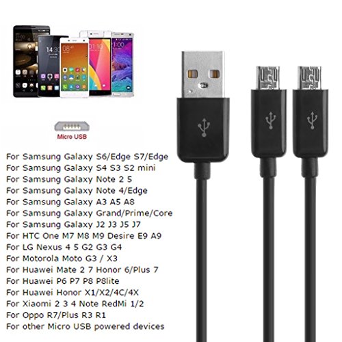 Itlovely Portable USB 2.0 Type A Male to Dual Micro USB Male Splitter Y Charging Data Cable