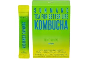 SUNMANC Kombucha 10 packets, Sparkling Probiotic Fermented Drink, Convenient Powdered Drink Mix, Tea Powder, Low Calories, Sugar 0g, Low Caffeine (Shine Muscat)