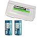 2 Pack Genuine Olight 3.7v RCR123A rechargeable protected li-ion type 16340 batteries with BBX3 battery carry case