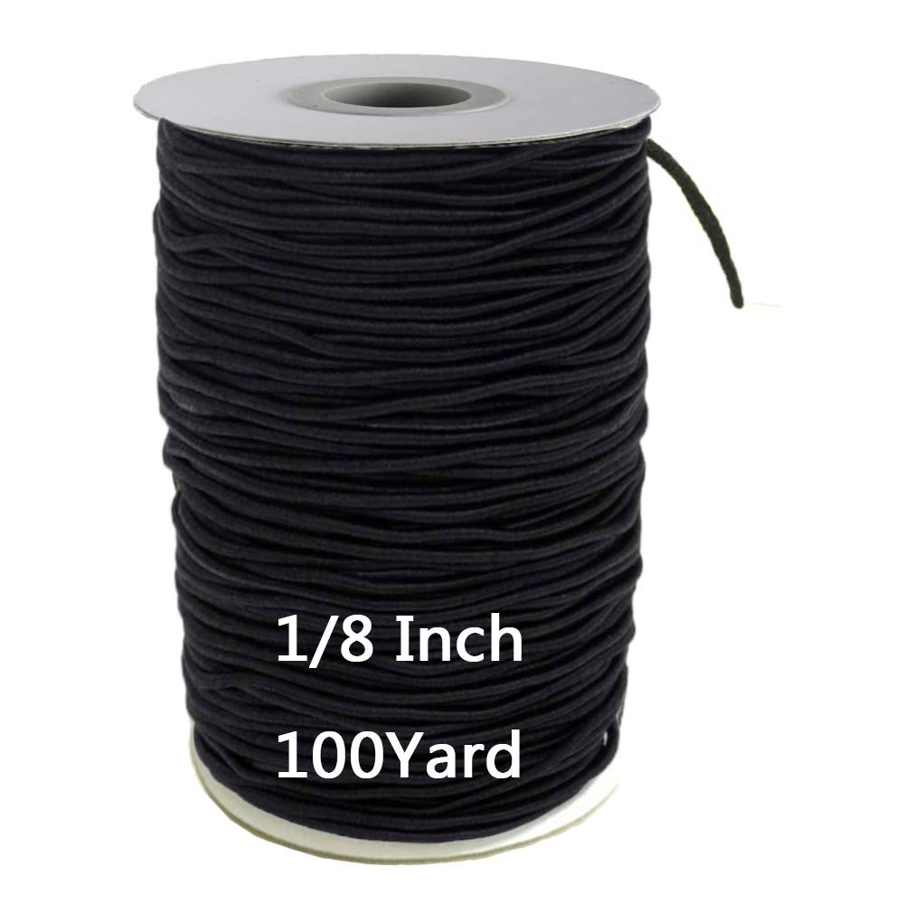 Photo 1 of 1/8 inch Elastic Bands for Sewing - Elastic String for Masks, Elastic Cord Heavy Stretch High Elasticity Knit Elasticfor for Sewing Crafts DIY Mask, Black, 100 Yards
