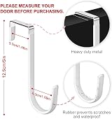 lmytdo Over Door Hooks 2Pcs White Rustproof Anti-Scratch Fits 3.7cm Door view 2