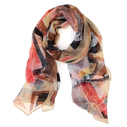 Allydrew Fashionable Chiffon Long Scarf, Brown/Tan