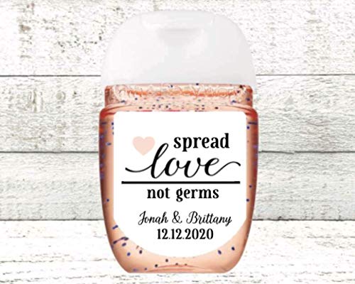 Amazon Com Wedding Favor Labels 30 Personalized Mini Sanitizer Stickers Spread Love Not Germs Handmade