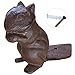 Cast Iron Decorative Squirrel Door Stop - Heavy Duty & Decorative Metal Door Stopper That can be Secured to The Floor - Vintage, Rustic Brown Chipmunk - Screw and Anchor Included - Screw in Wedge