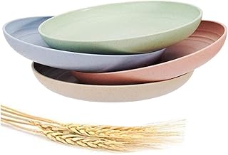 Weizenstroh Teller 4er Pack 7,8 Zoll Unzerbrechliche Teller, Geschirrspüler & Mikrowelle sicher BPA frei und gesund für Kinder Kinder Kleinkinder & Erwachsene
