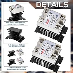 2 Pcs Solid State Relay SSR-25DA with 2 Pcs Heat