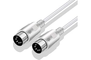 Yeung Qee MIDI Cable 5 Pin DIN Male to DIN Male Connector Cable Plug Wire Cord (White,5ft)