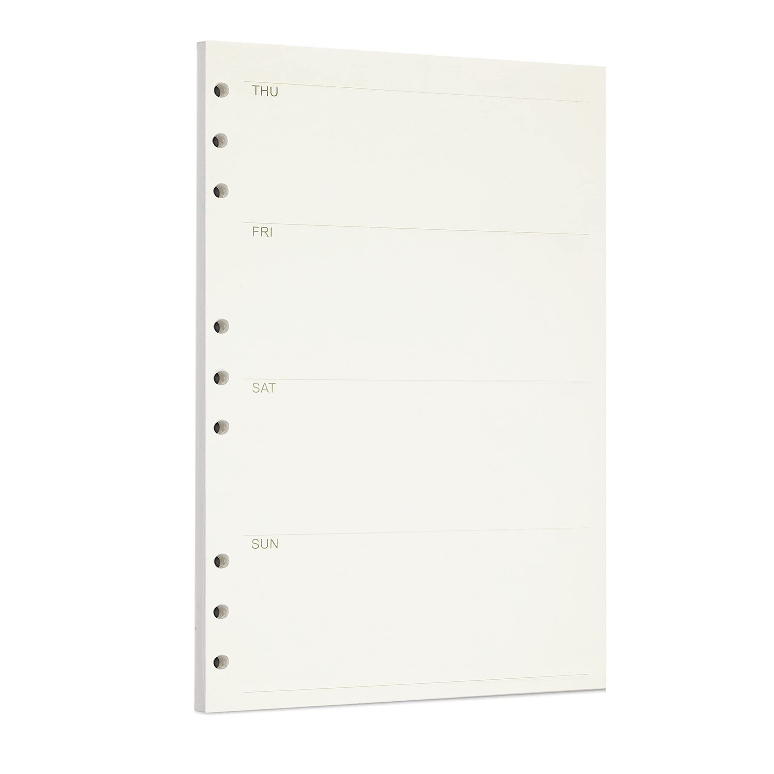 Zelten Loose Leaf Punched Paper Refills Paper for 6 Hole Binder Personal Organizer Diary Notebook Refillable Planner (Weekly Planner,B5/9 Hole)