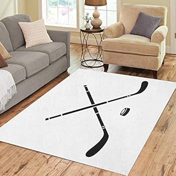 Pinbeam Area Rug Stick Hockey Simple of for Puck Activity Ball Home Decor Floor Rug 5' x 7' Carpet