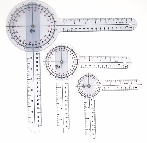 Set of 3 Piece Spinal Goniometer Protractor Ruler 360 Degree 12 inch 8 inch 6 inch (A2ZSCILAB BRAND)