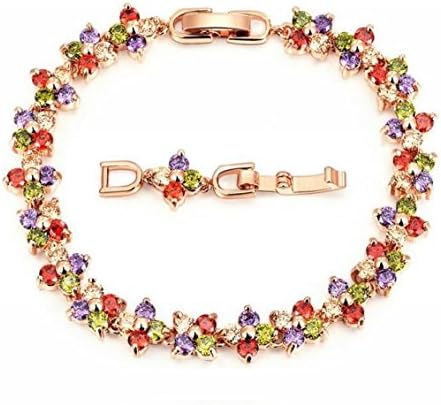 Siarola 18k Rose Gold Plated Four Leaf Clover AAA Zirconia CZ Lady Bracelet Hand Chain BT54 (Rose gold Color)